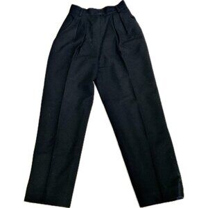 Vtg Jones New York Women Petite 2P Dress Pants Black 100% Wool Pleated Lined USA